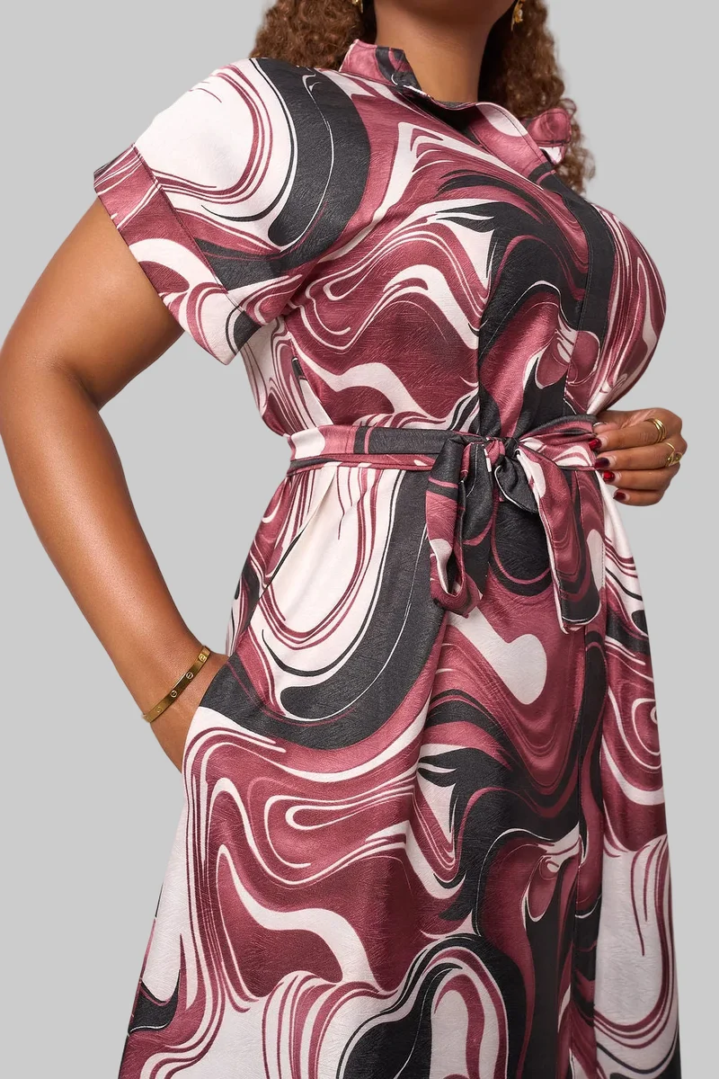Silk House Collection Rue Kaftan Dress - Maroon Print