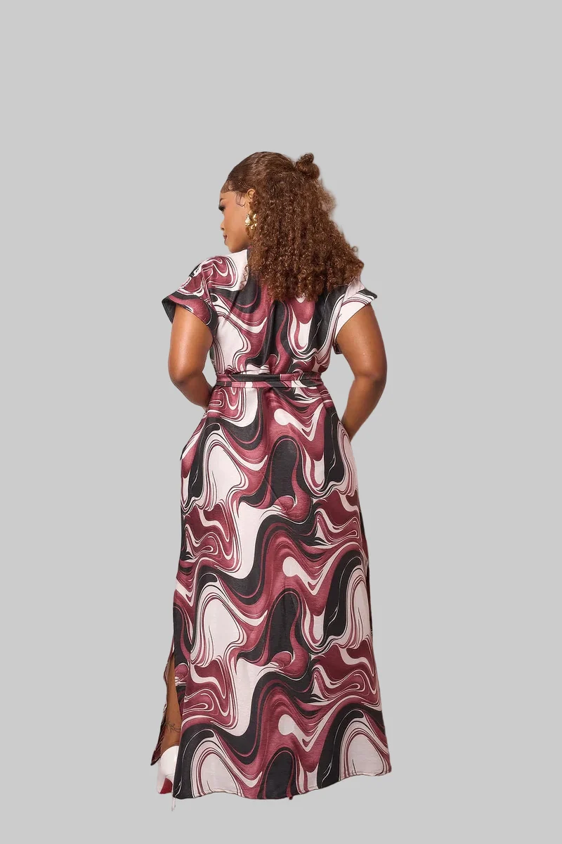 Silk House Collection Rue Kaftan Dress - Maroon Print