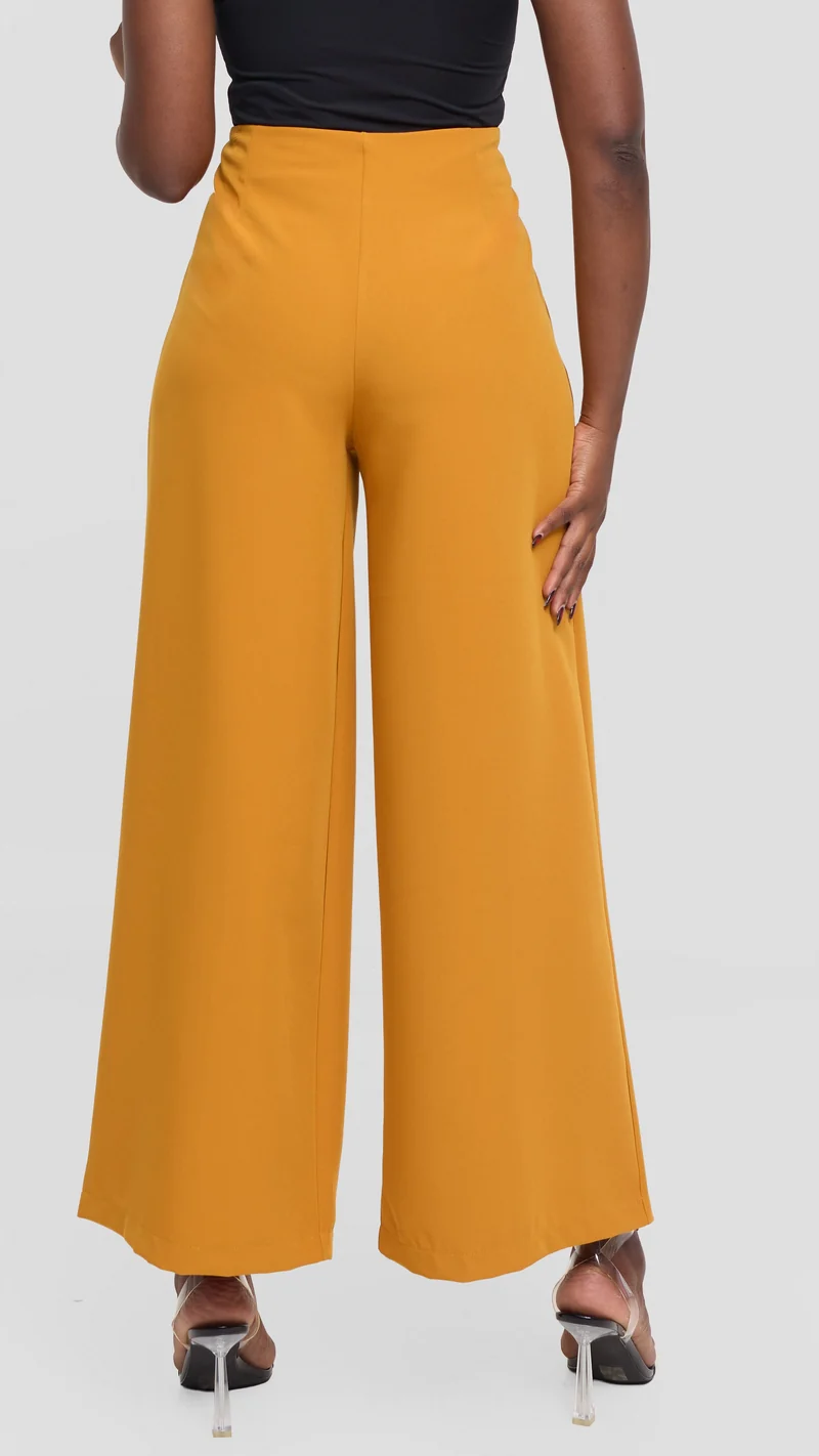 Vivo Tatili Wide Leg Pants in Heavy Crepe - Dark Mustard