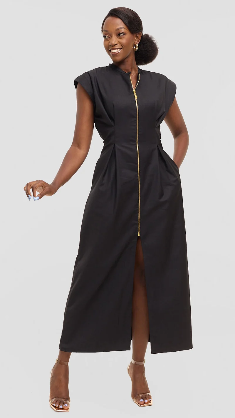 Eunike Azure Maxi Dress - Black