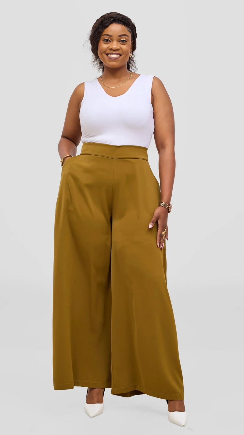 Vivo Talia Wide Leg Pants - Dark Olive