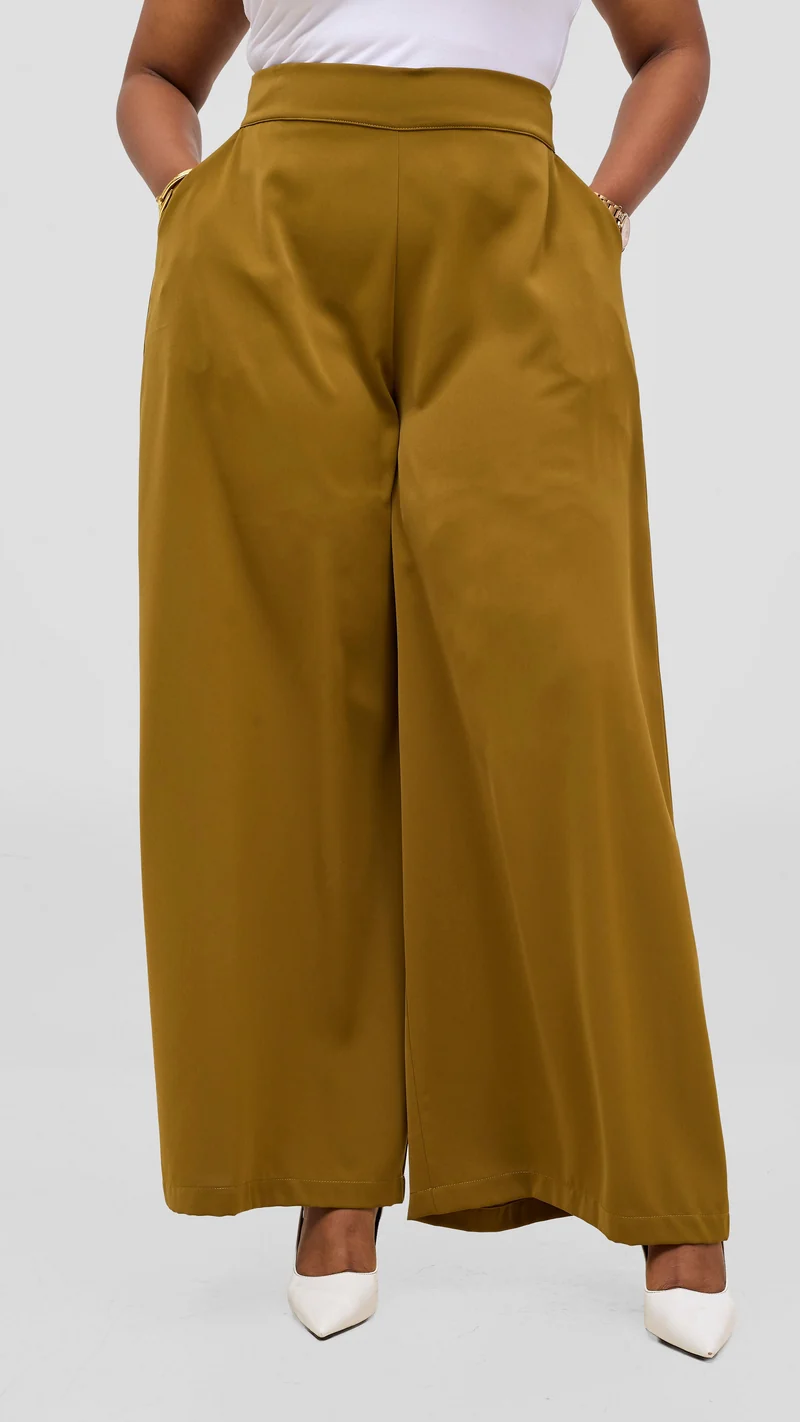 Vivo Talia Wide Leg Pants - Dark Olive