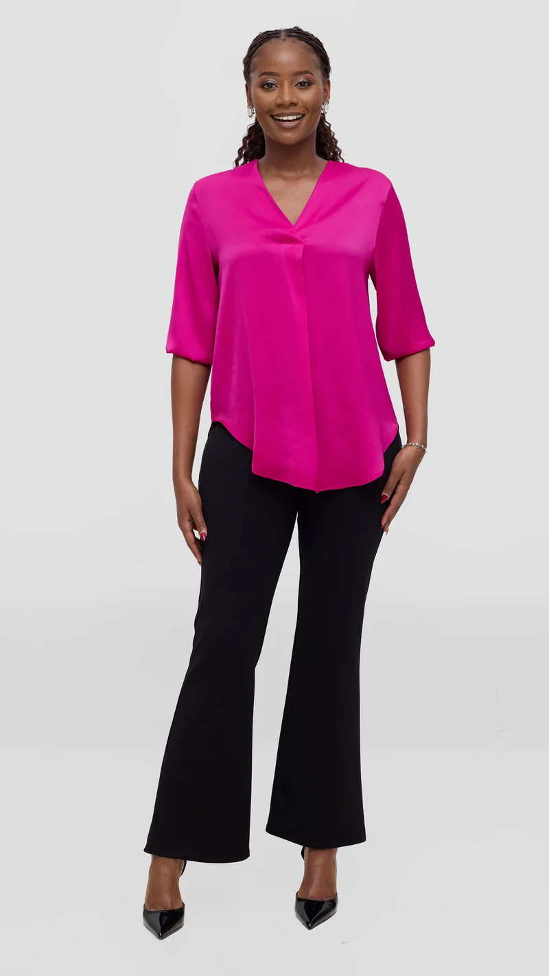 Vivo Dua Shirt in Textured Satin - Magenta