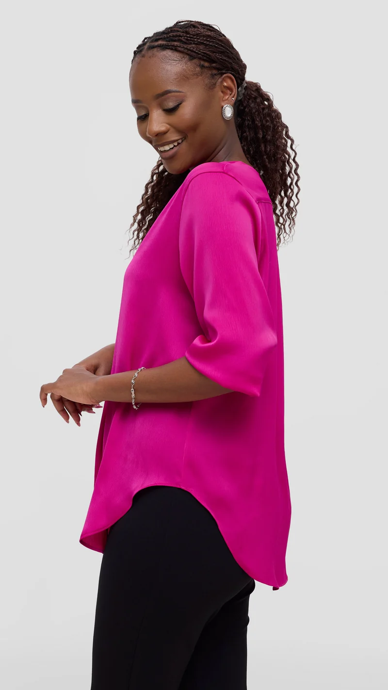 Vivo Dua Shirt in Textured Satin - Magenta