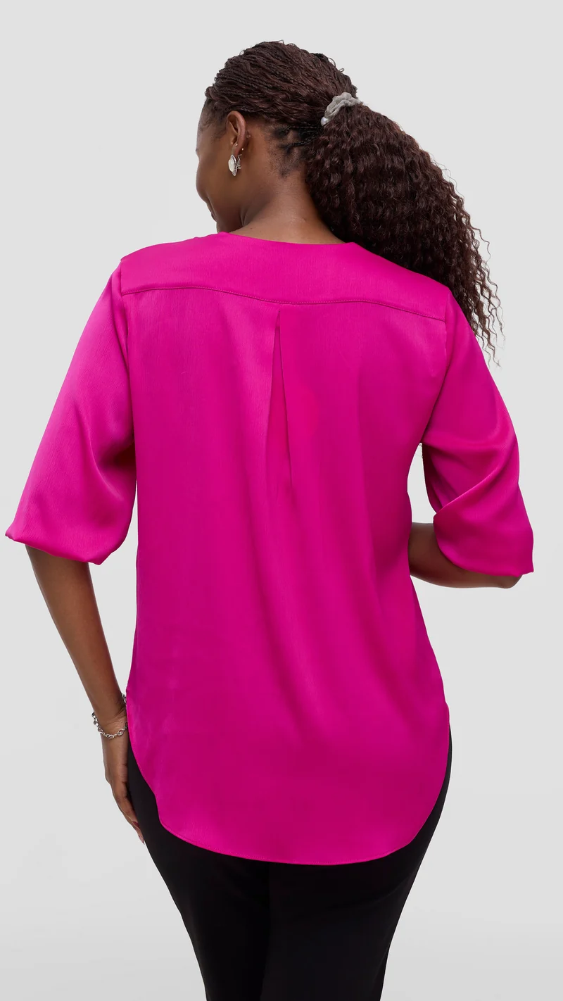 Vivo Dua Shirt in Textured Satin - Magenta