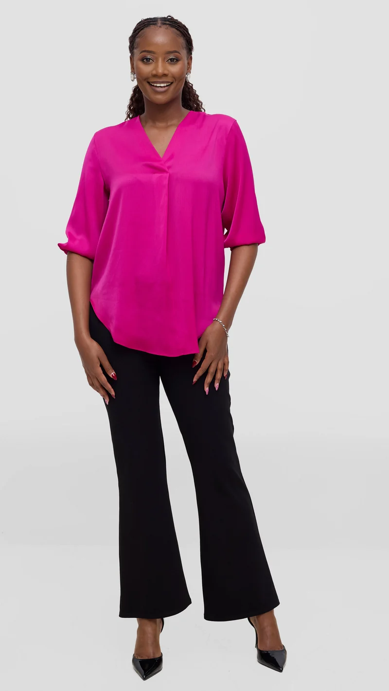 Vivo Dua Shirt in Textured Satin - Magenta