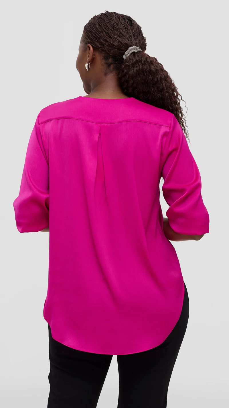 Vivo Dua Shirt in Textured Satin - Magenta