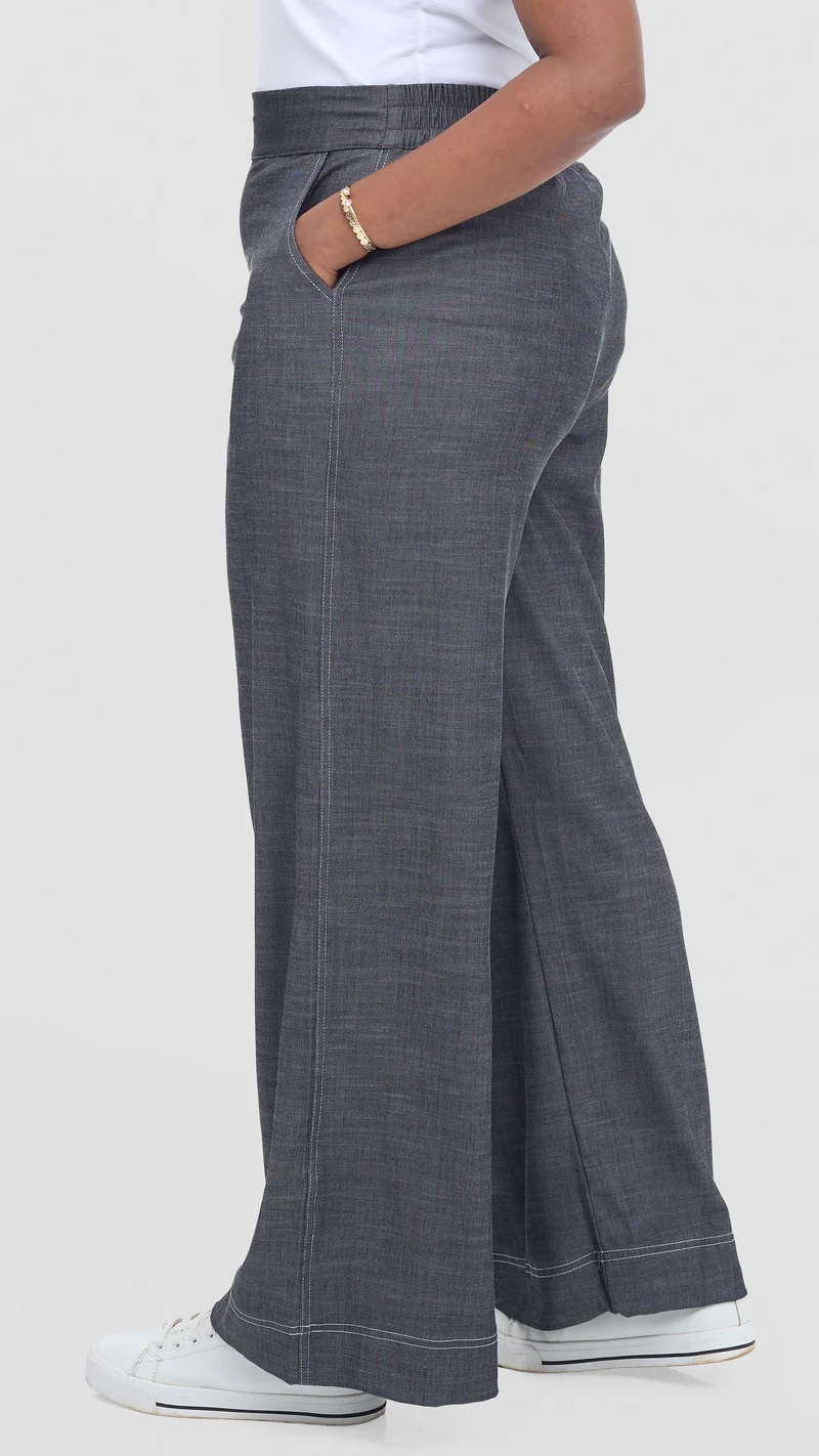 Vivo Contrast Stitch Pants in Denim - Grey