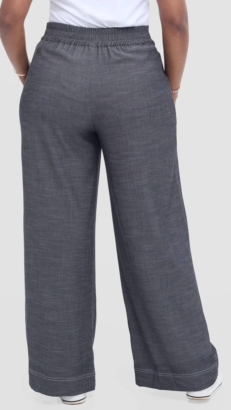 Vivo Contrast Stitch Pants in Denim - Grey