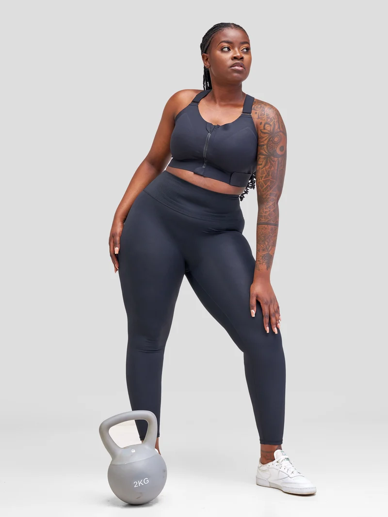 Flen Store High waist Fitness Leggings only - Black