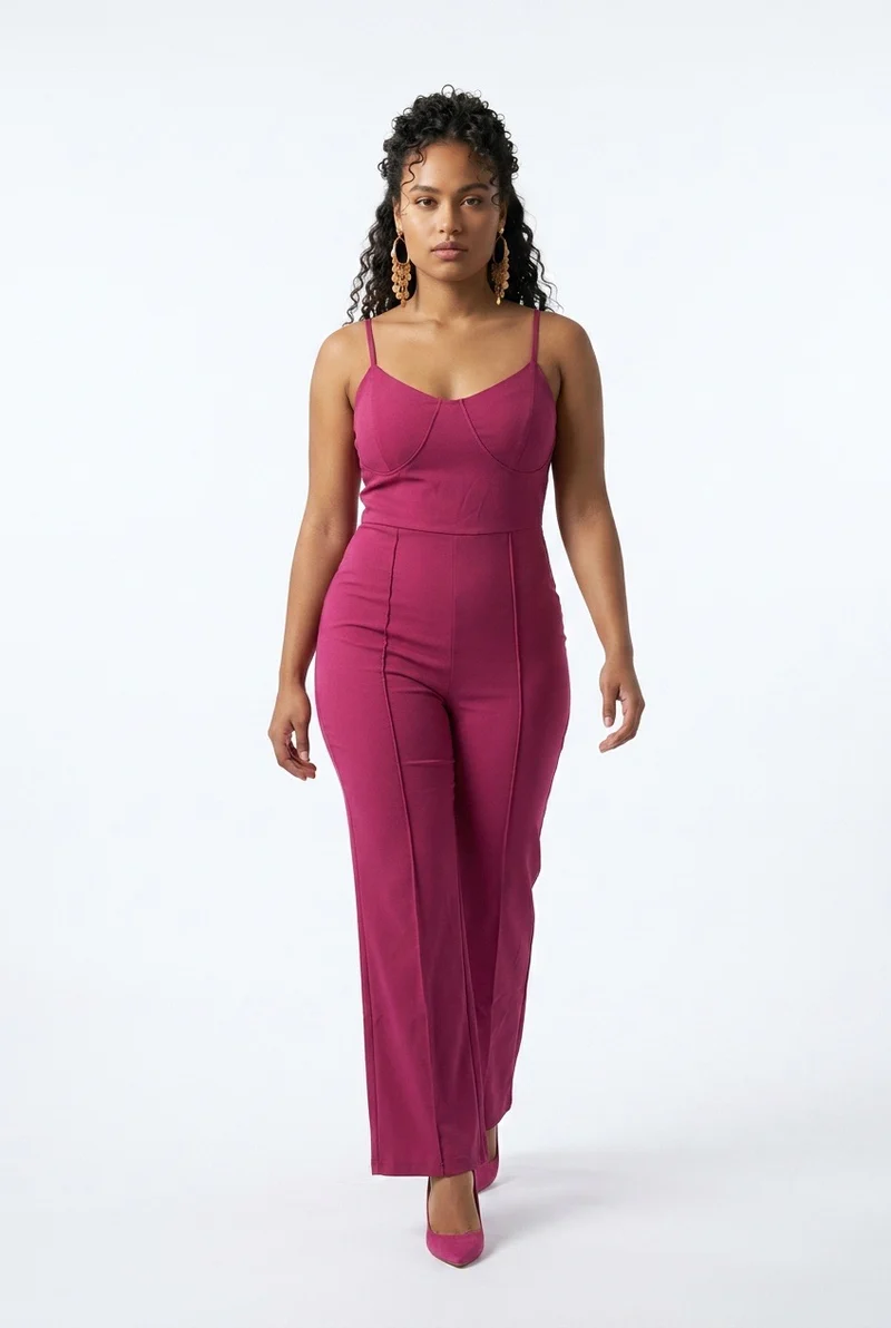 Stylish Sisters Color-block Pantsuit Set - Magenta