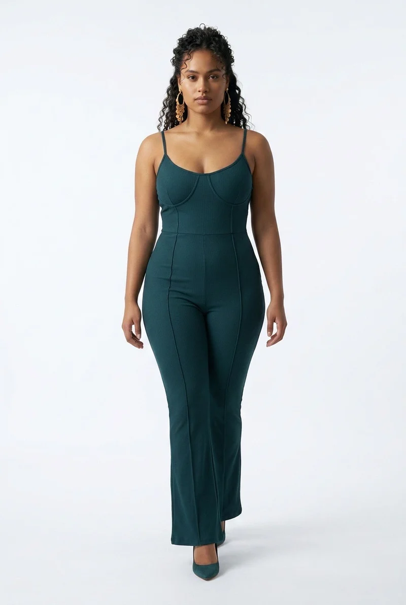 Stylish Sisters Color-block Pantsuit Set - Green