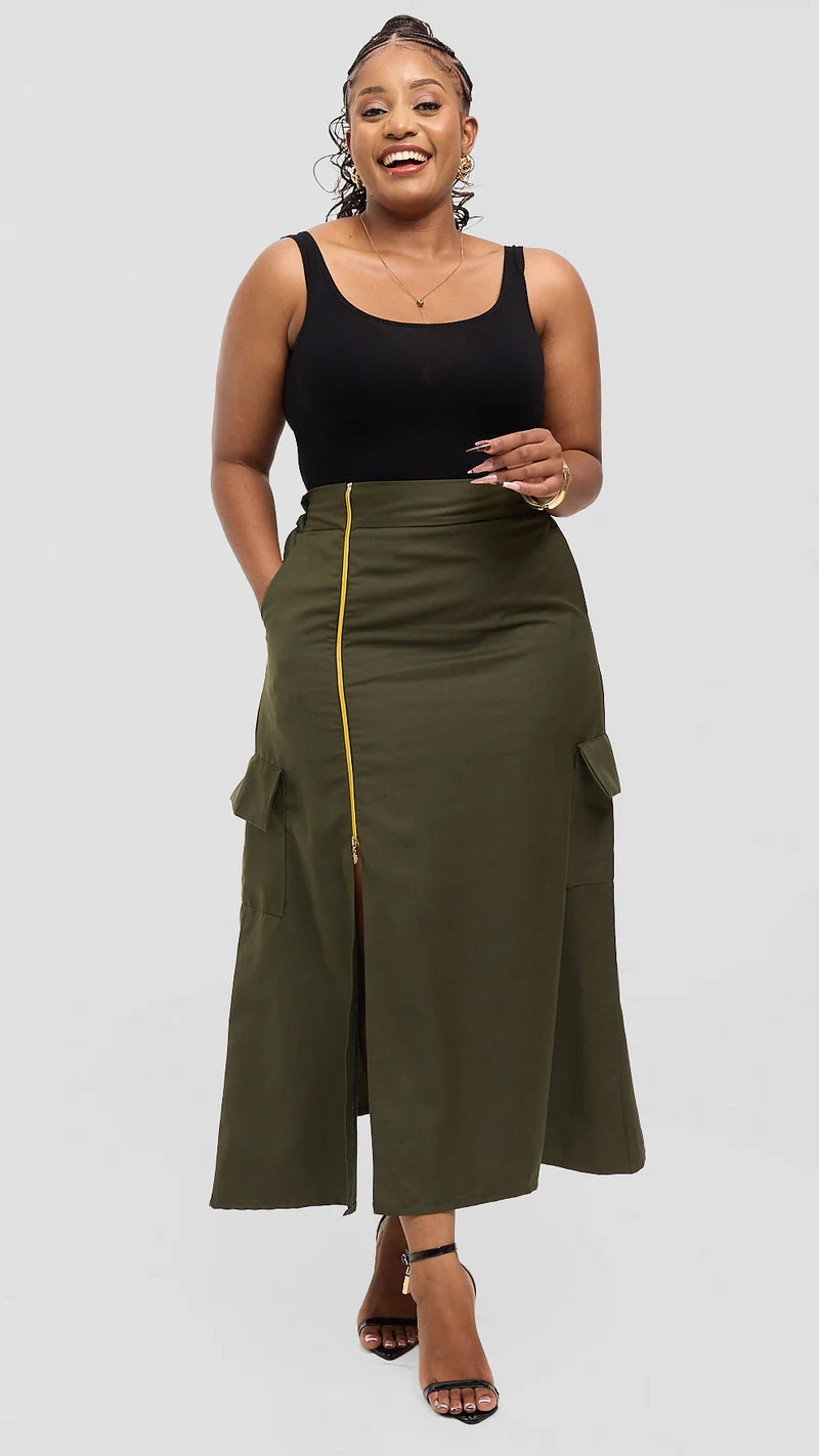 Eunike Zuri Maxi Cargo Skirt - Jungle Green
