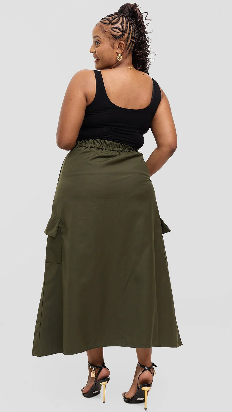 Eunike Zuri Maxi Cargo Skirt - Jungle Green