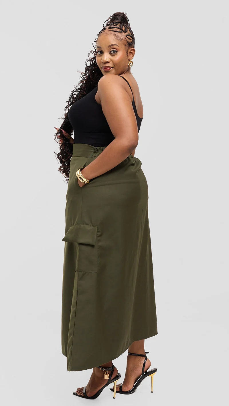 Eunike Zuri Maxi Cargo Skirt - Jungle Green