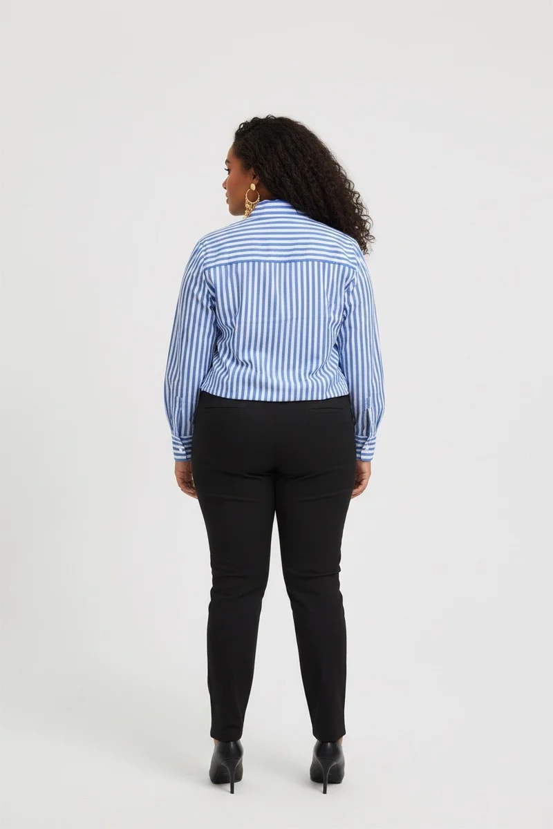 Stylish Sisters Striped Relaxed Fit Button-Up Shirt - Blue & White