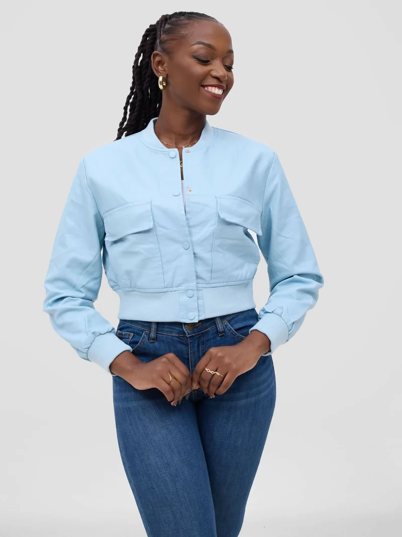 Stylish Sisters Leather Jacket - Sky Blue