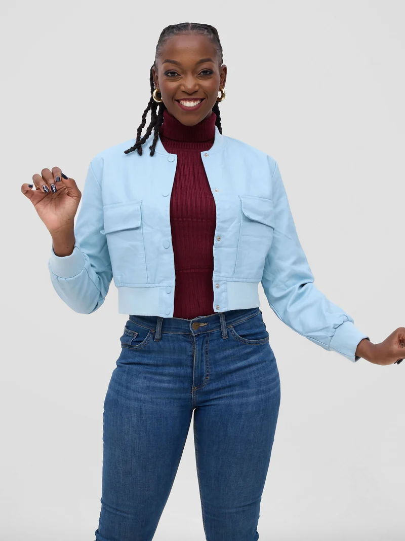 Stylish Sisters Leather Jacket - Sky Blue