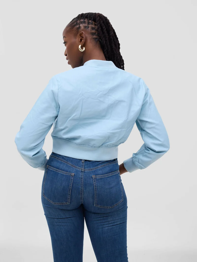 Stylish Sisters Leather Jacket - Sky Blue
