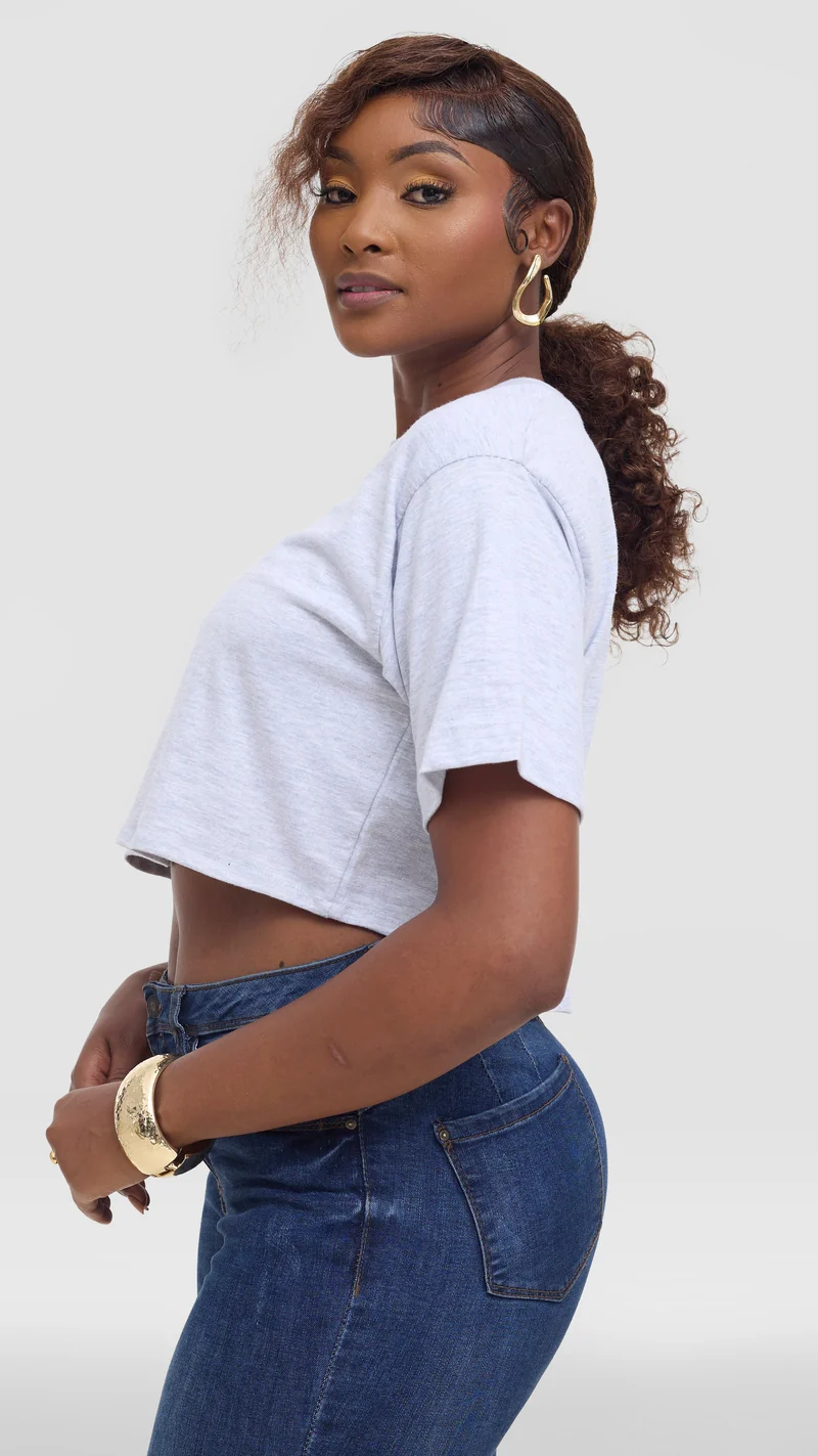 Princess Affair Plain Crop Tshirt - Grey
