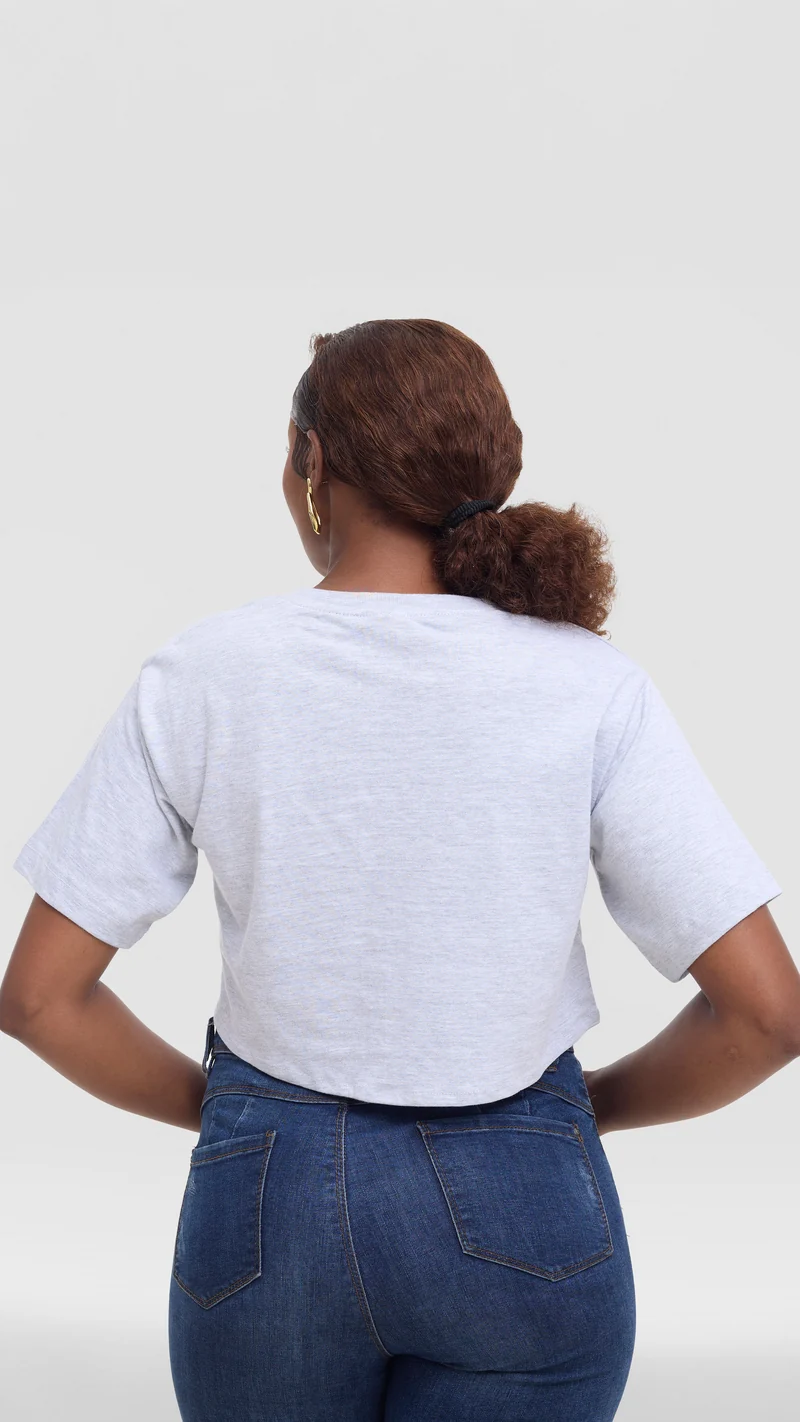 Princess Affair Plain Crop Tshirt - Grey