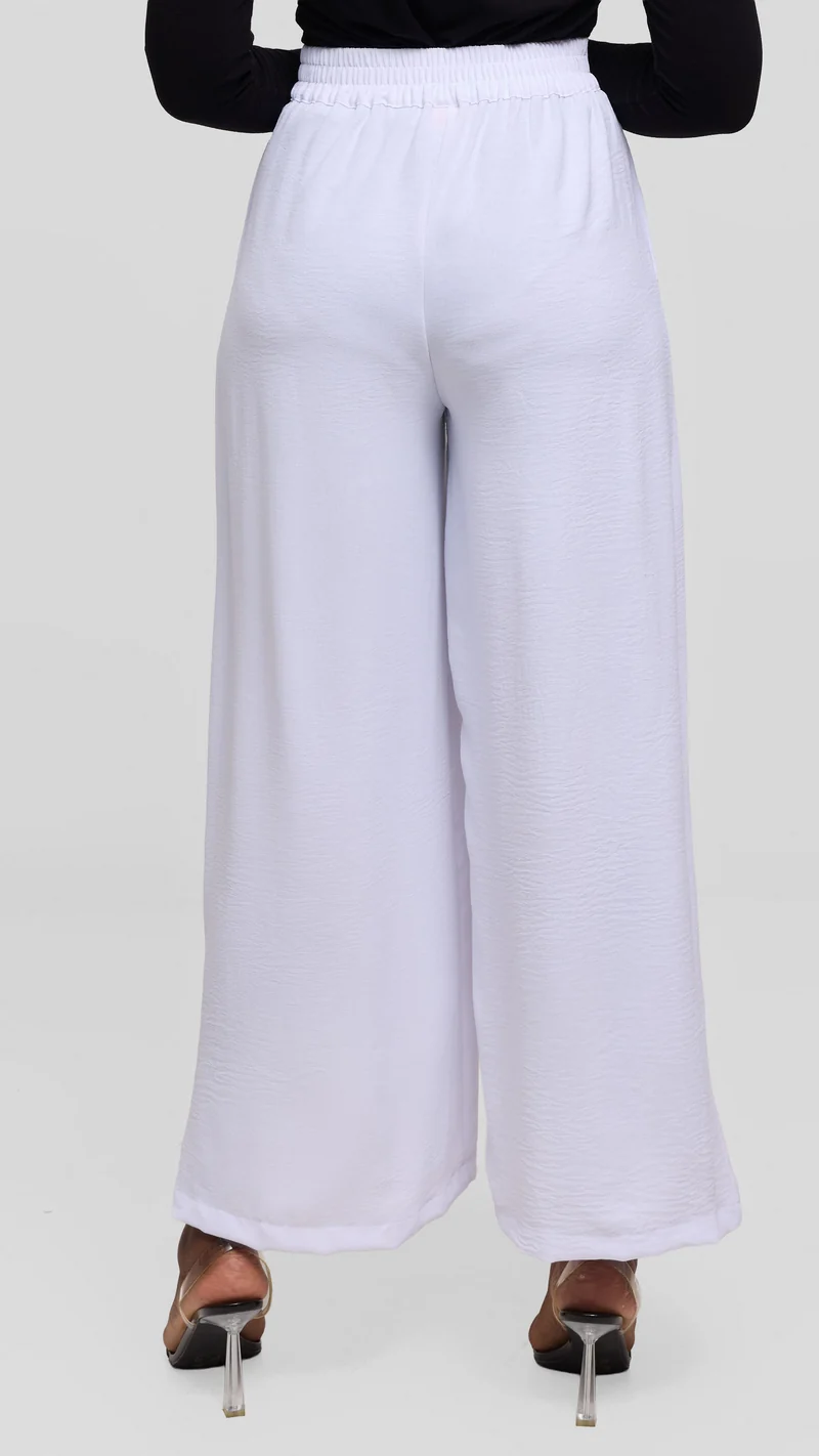 Vivo Wide Leg Pants in Textured Crepe - Off White