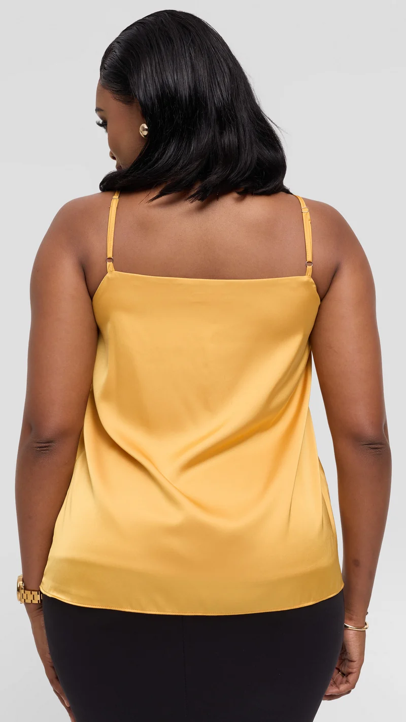 Vivo Square Neck Camisole in Satin - Light Mustard
