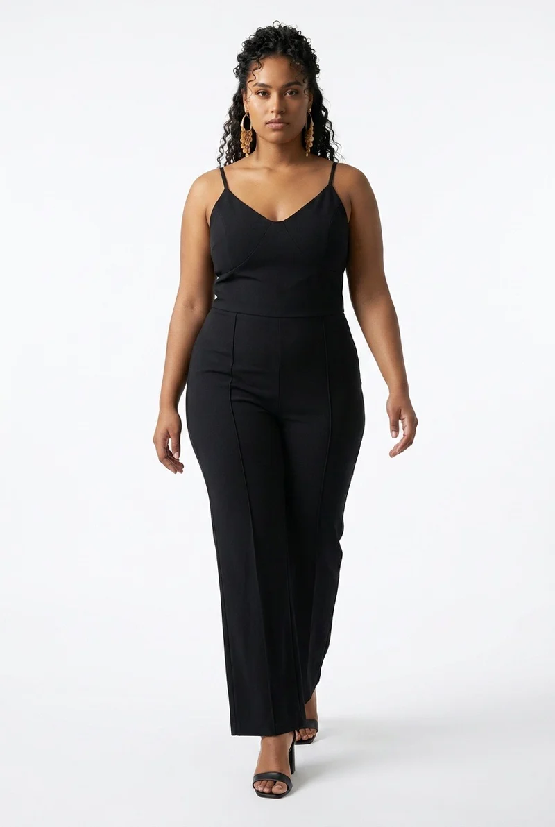 Stylish Sisters Color-block Pantsuit Set - Black