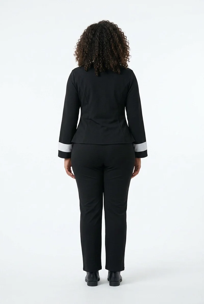 Stylish Sisters Color-block Pantsuit Set - Black