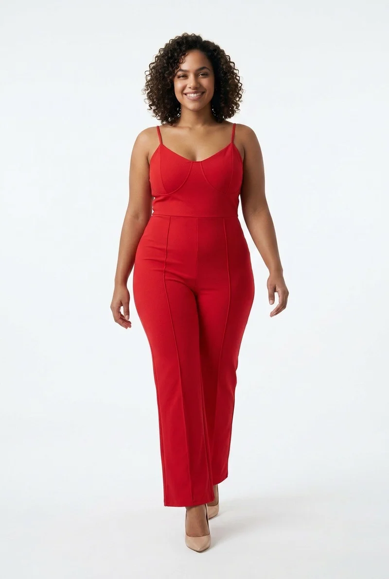 Stylish Sisters Color-block Pantsuit Set - Red