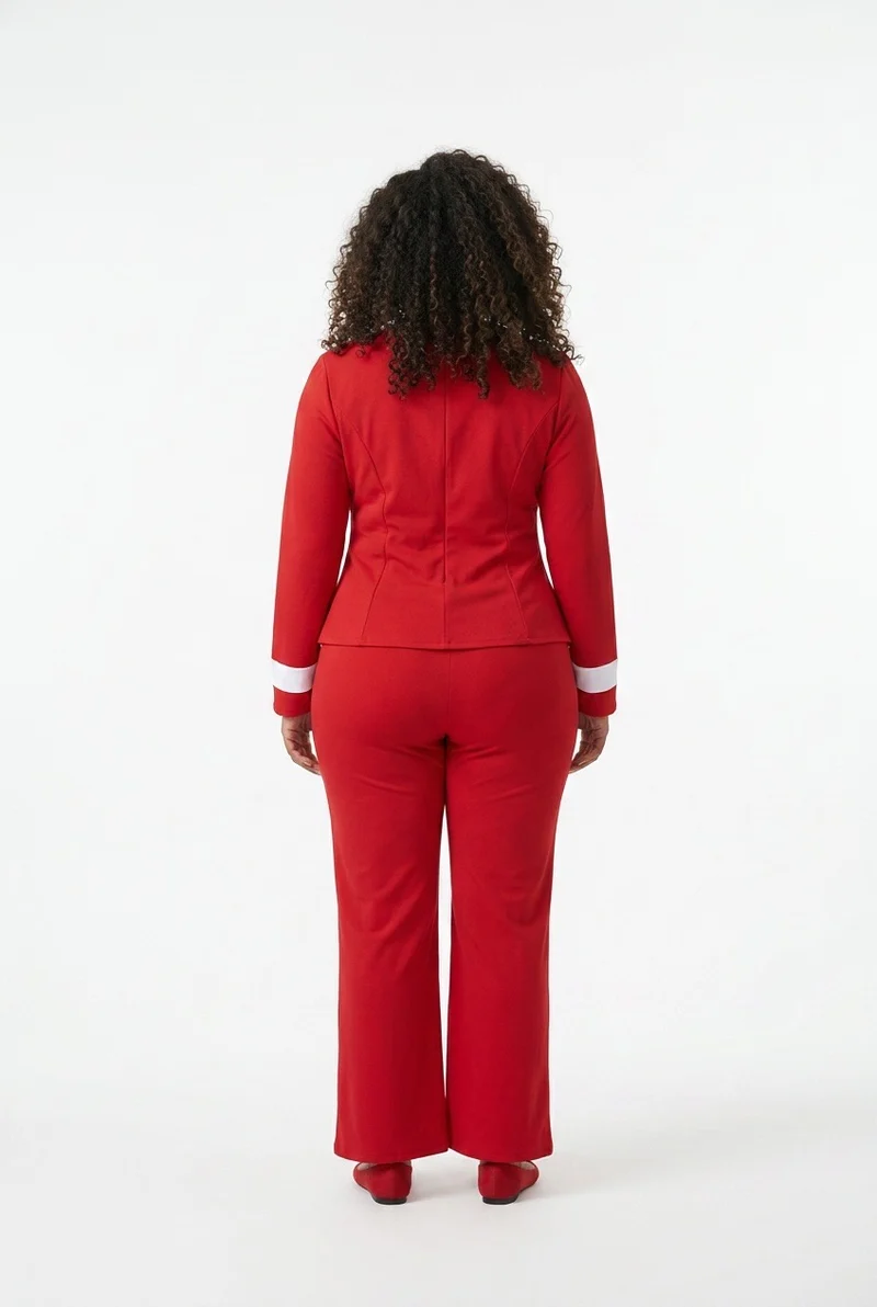 Stylish Sisters Color-block Pantsuit Set - Red