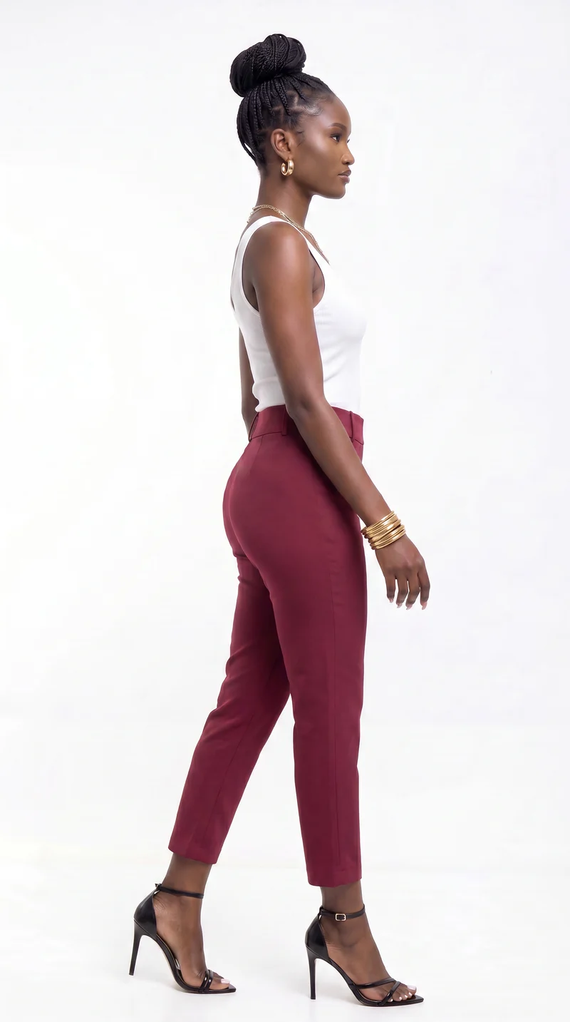 Vivo Slim Fit Pants in Crepe - Maroon