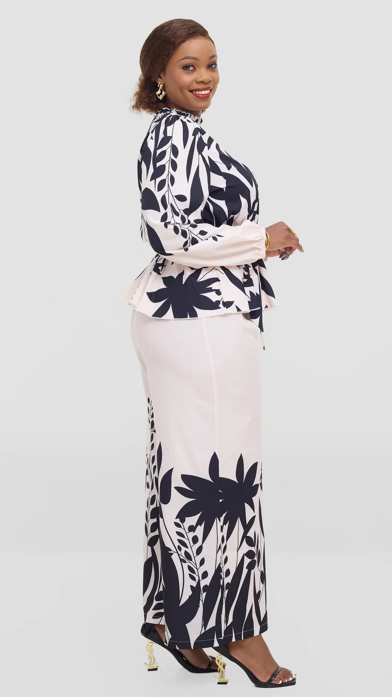 Tophad Two-Piece Pant Set - Cream / White