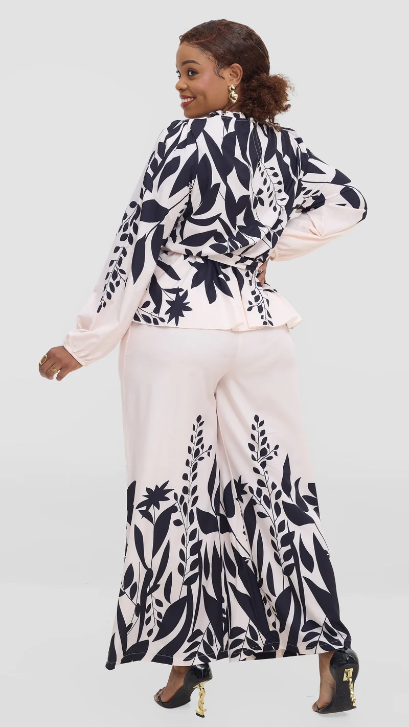 Tophad Two-Piece Pant Set - Cream / White