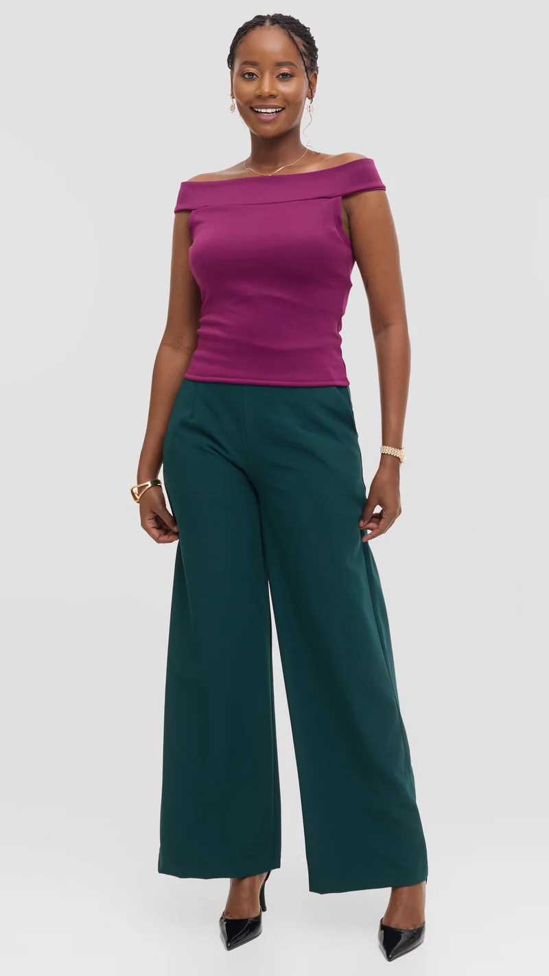 Vivo Boat Neck Top in Scuba - Burgundy