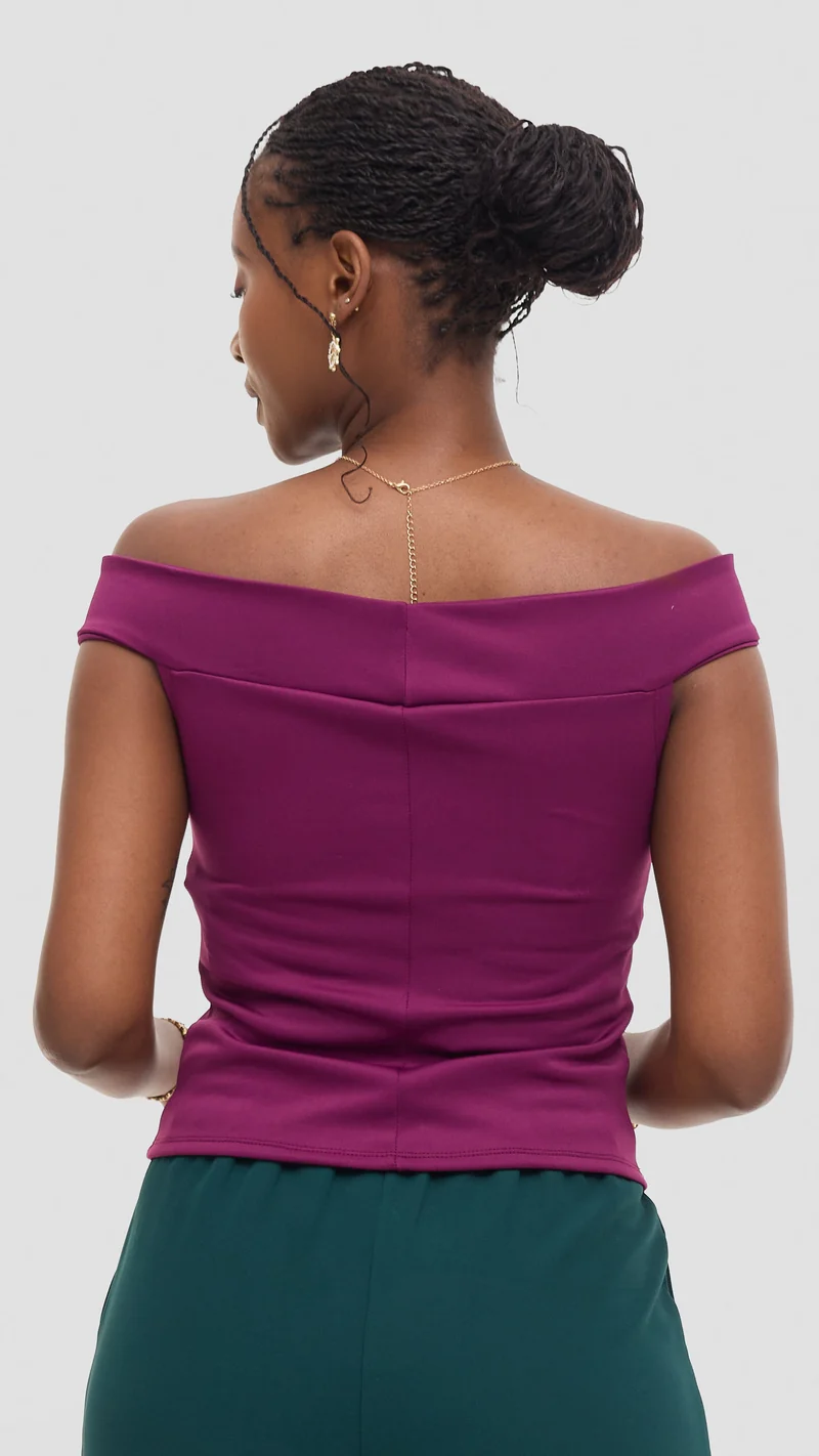 Vivo Boat Neck Top in Scuba - Burgundy