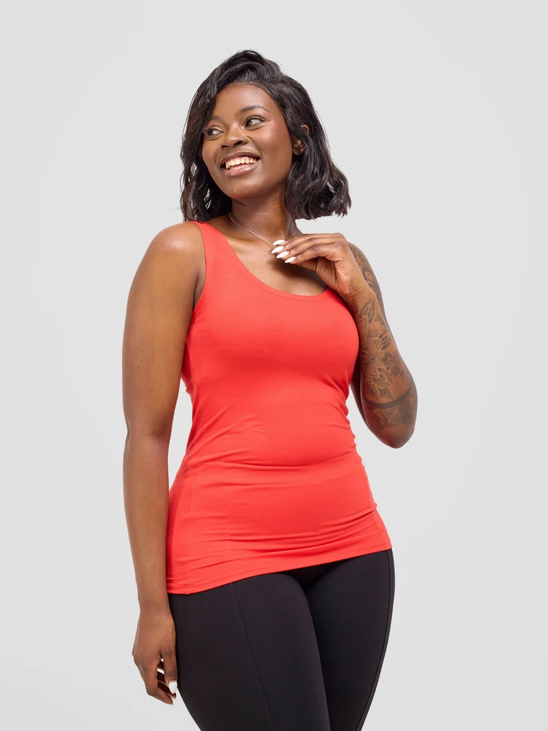 Vivo Basic Tank Top in Jersey - Red