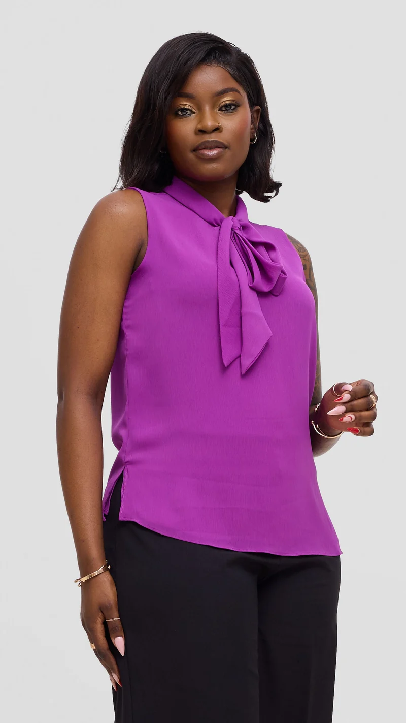 Vivo Niari Sleeveless Top In Chiffon - Bright Purple