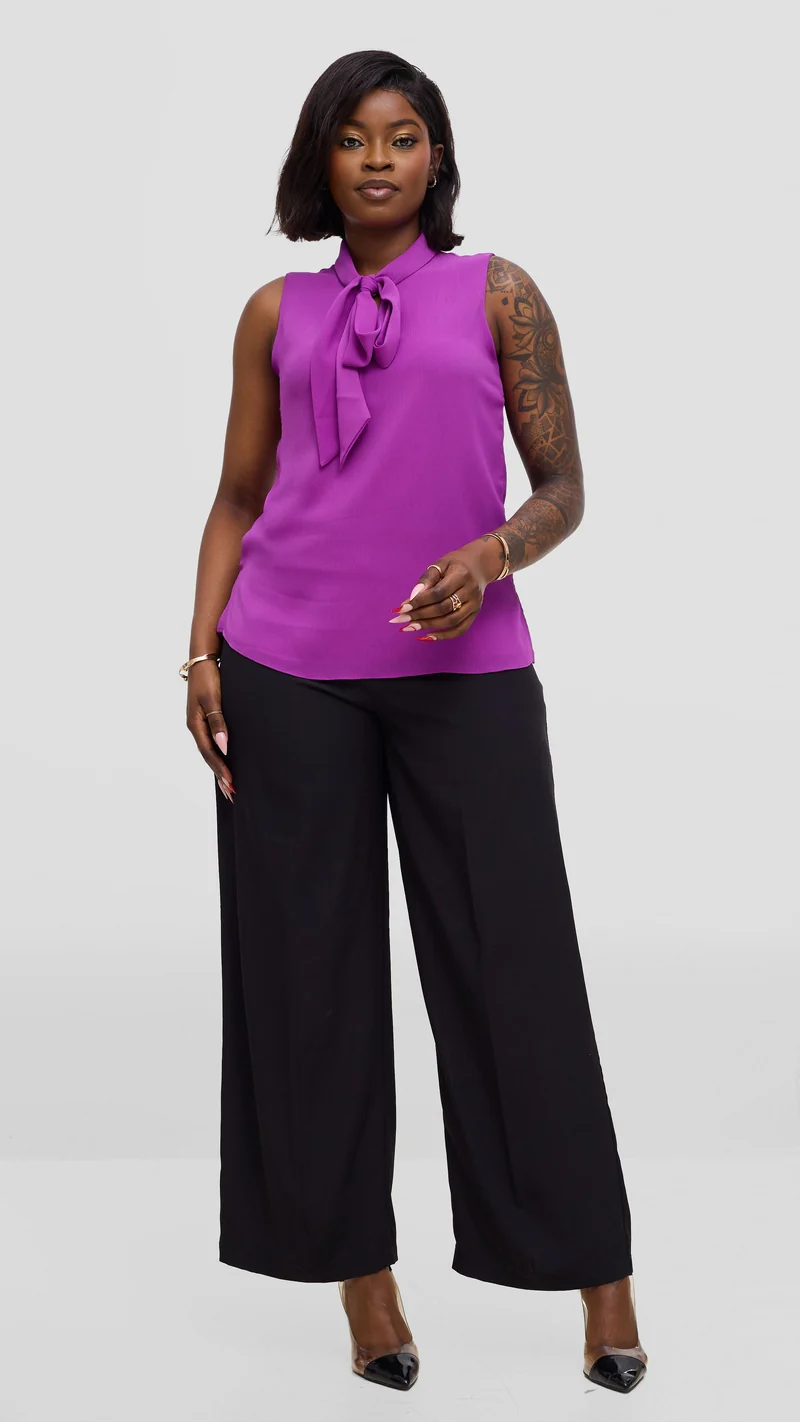 Vivo Niari Sleeveless Top In Chiffon - Bright Purple