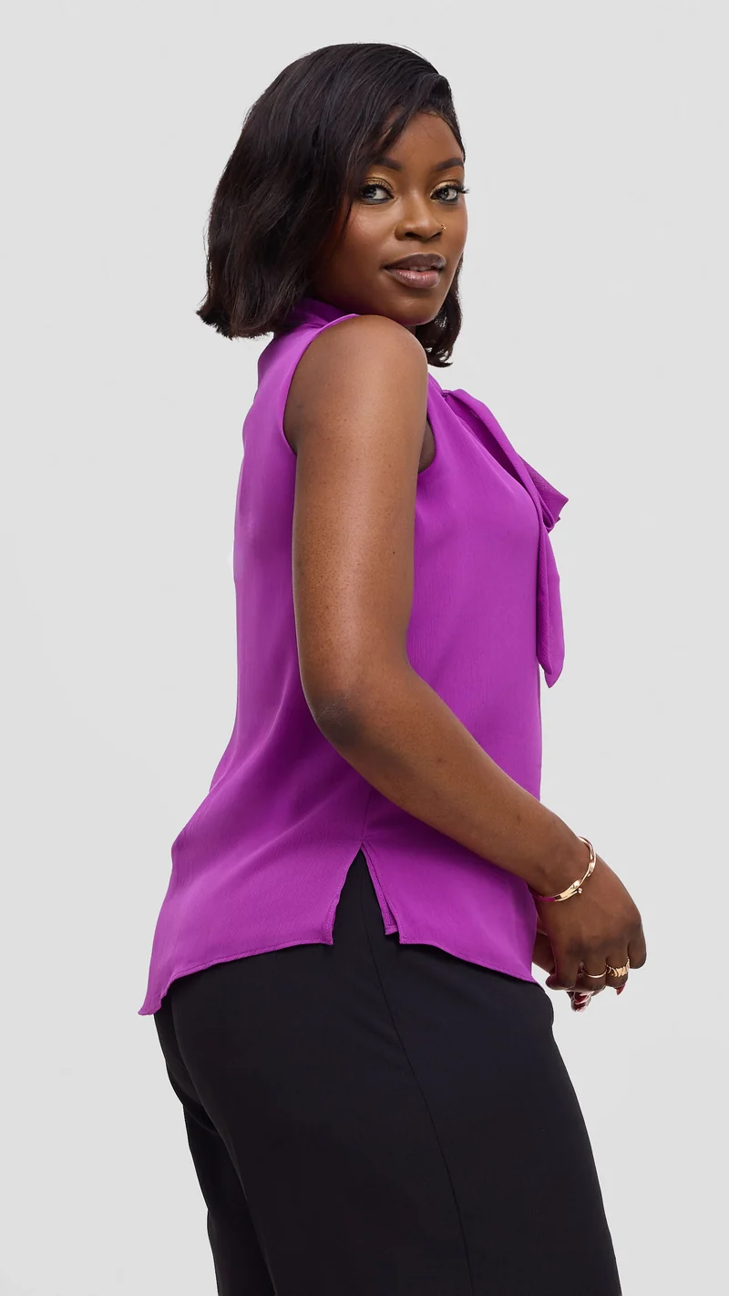 Vivo Niari Sleeveless Top In Chiffon - Bright Purple