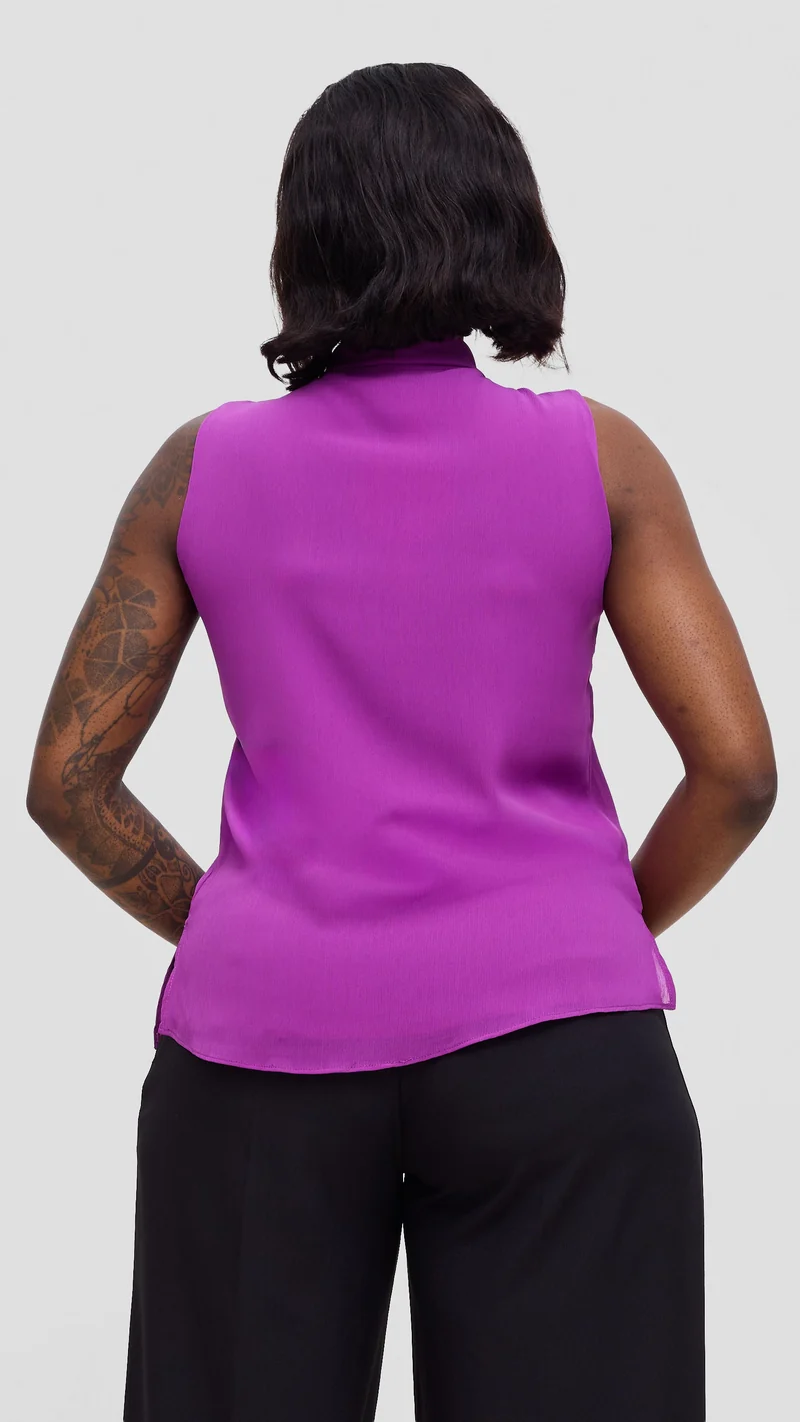 Vivo Niari Sleeveless Top In Chiffon - Bright Purple