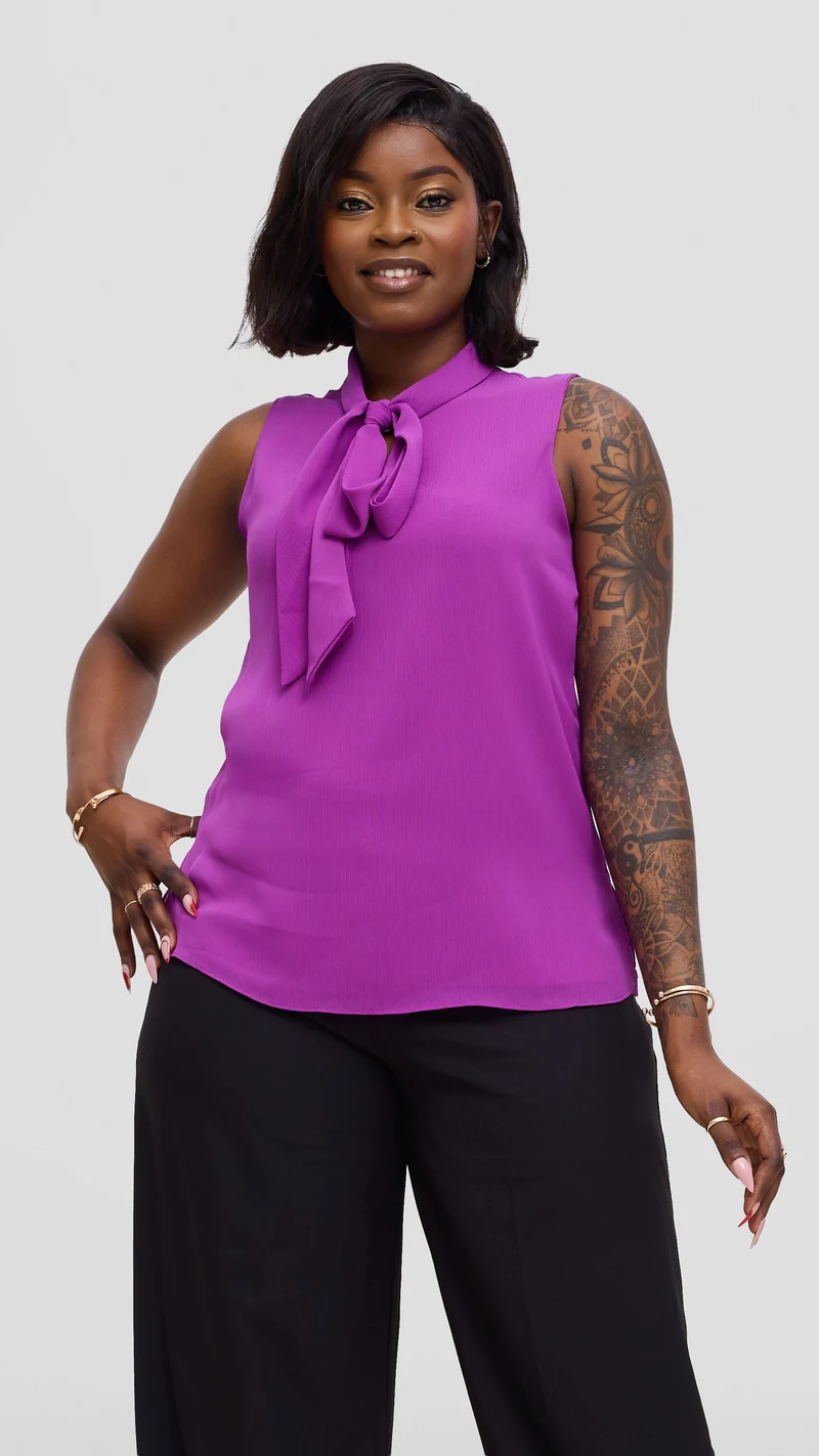 Vivo Niari Sleeveless Top In Chiffon - Bright Purple
