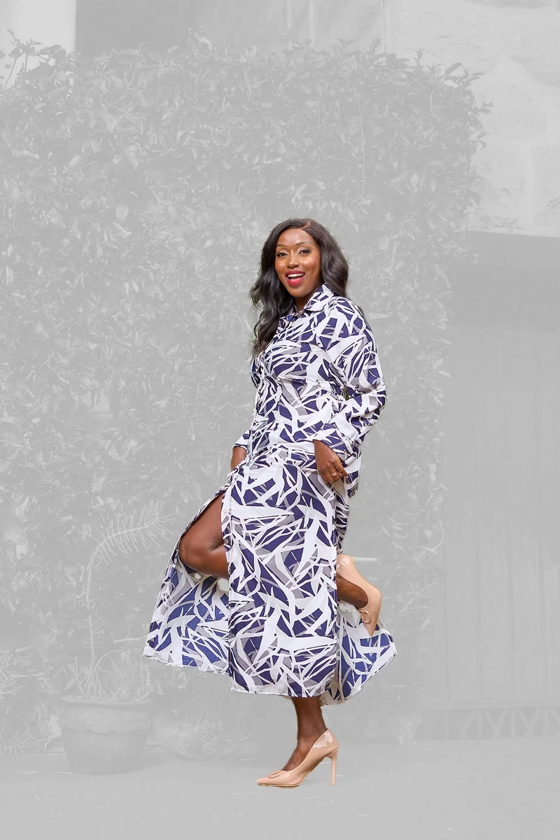 Kakiba Collections Ruth Shirt Dress - Navy Bue / White