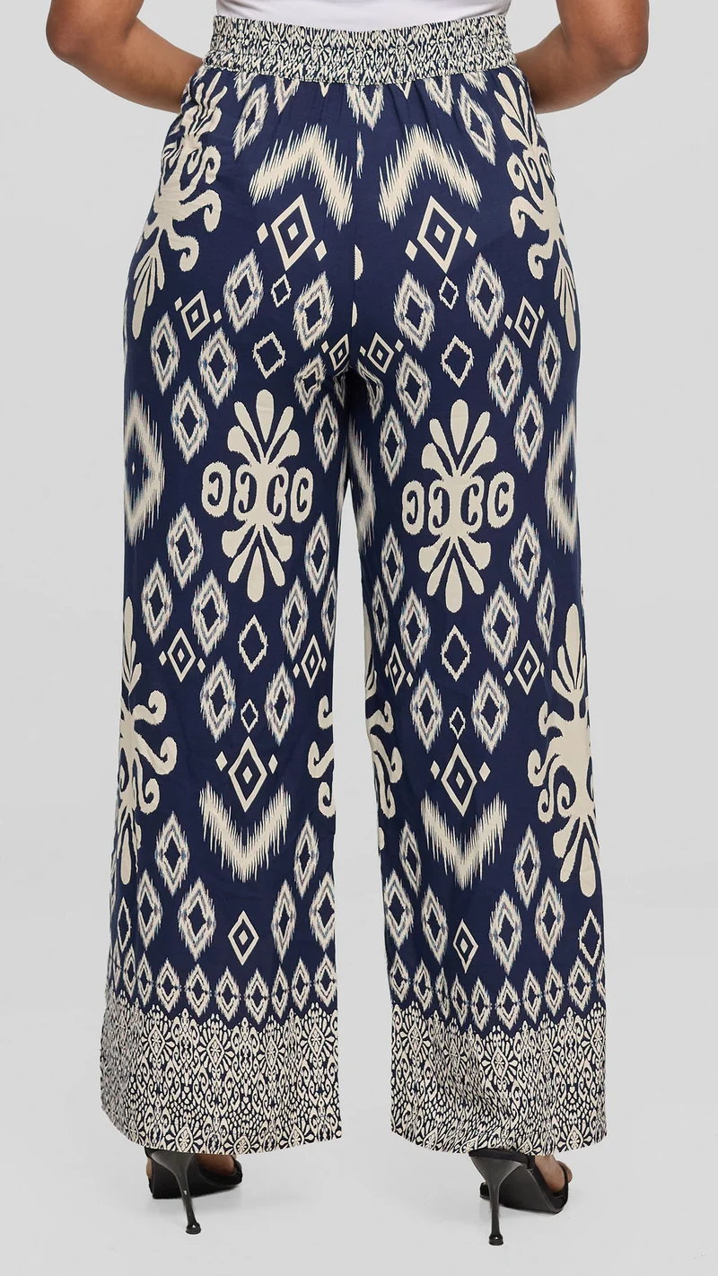 Vivo Samira Pants in Rayon - Cream / Navy Print