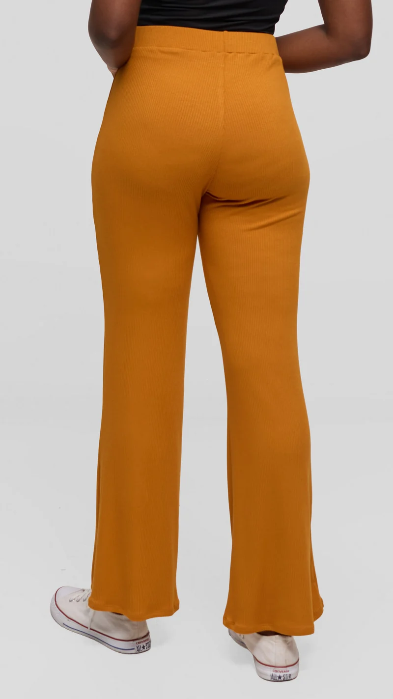 Vivo Studio Flared Pants in Rib - Mustard