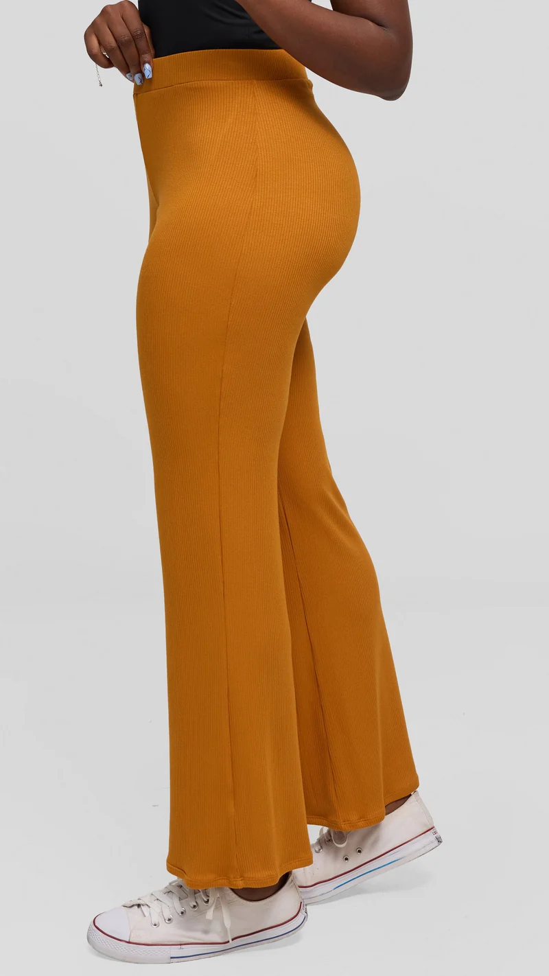 Vivo Studio Flared Pants in Rib - Mustard
