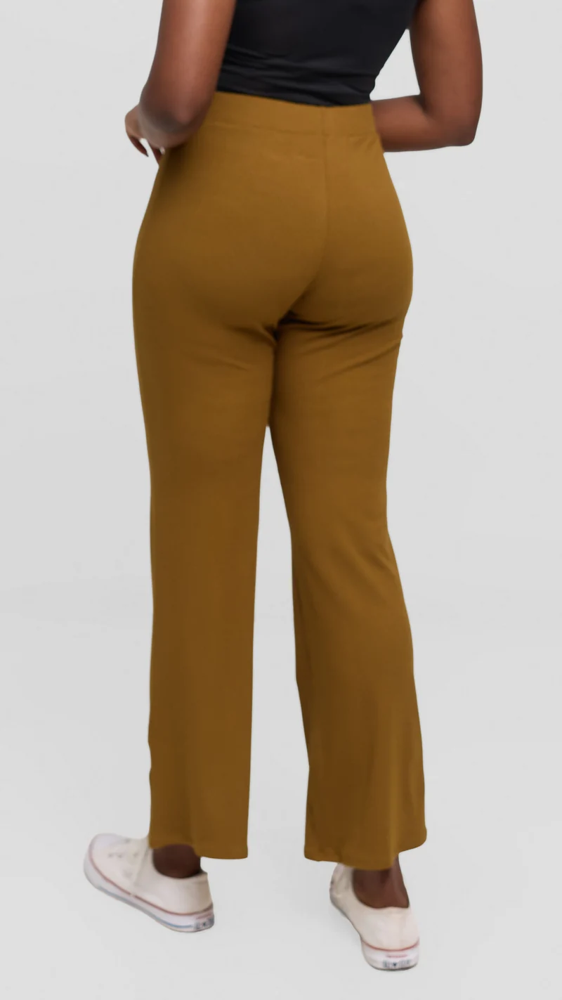 Vivo Studio Flared Pants in Rib - Olive Green