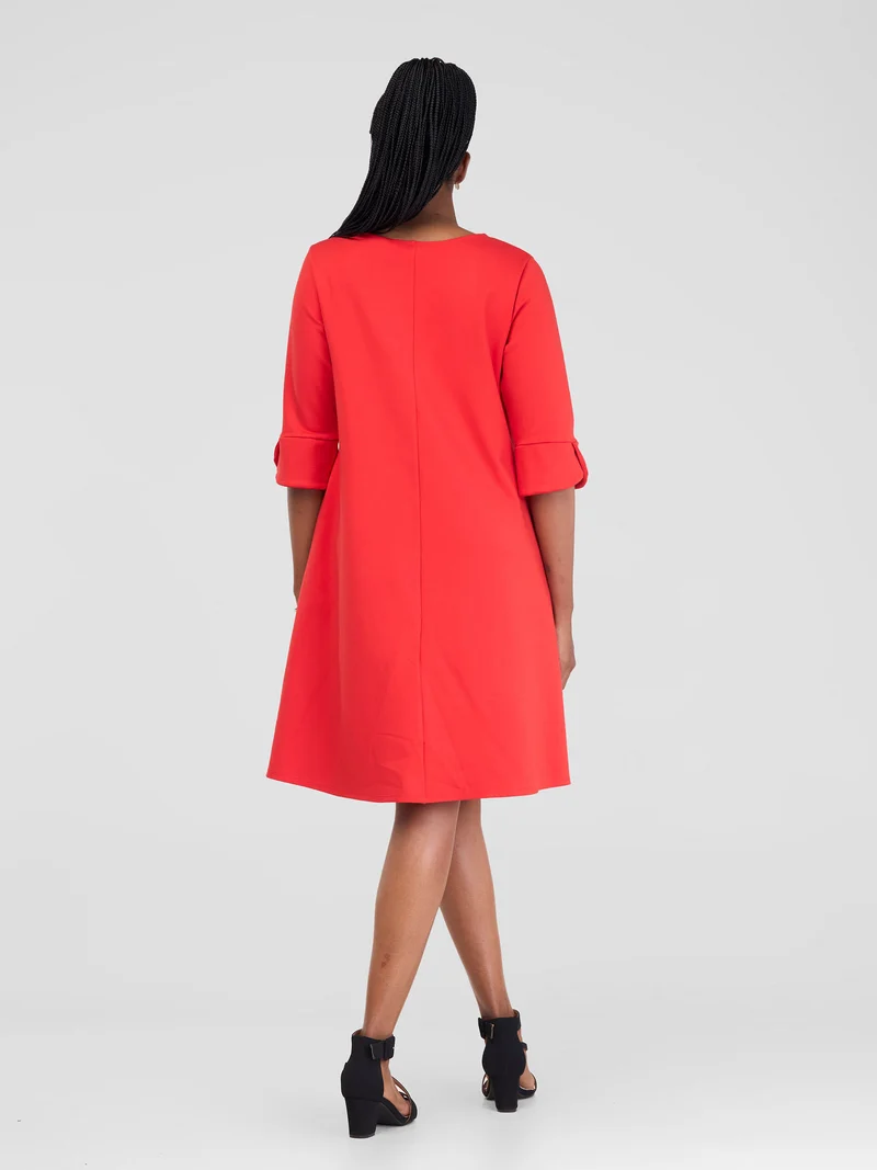 Vivo Zawadi Keyhole Dress - Orange