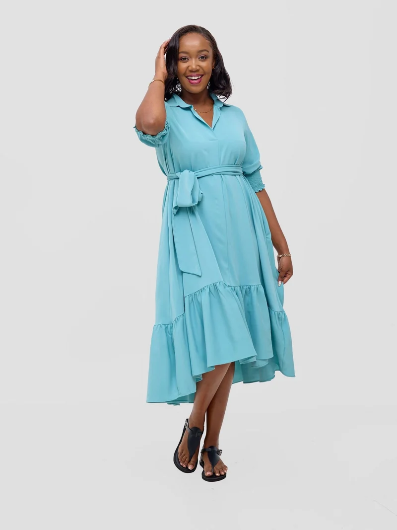 Vivo Serwa Flounce Dress - Mint