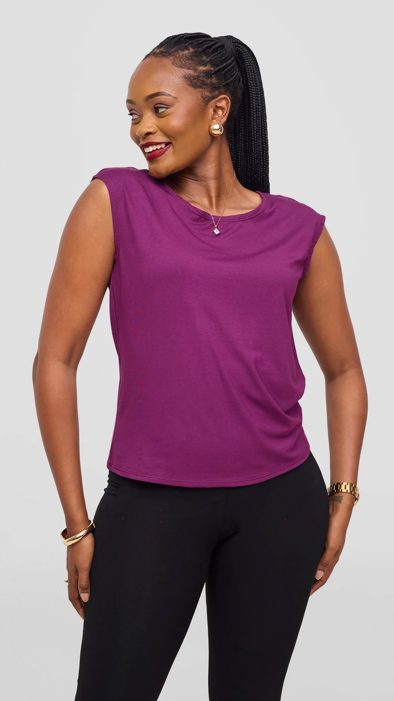Vivo Jersey Drop Shoulder Top - Dark Purple